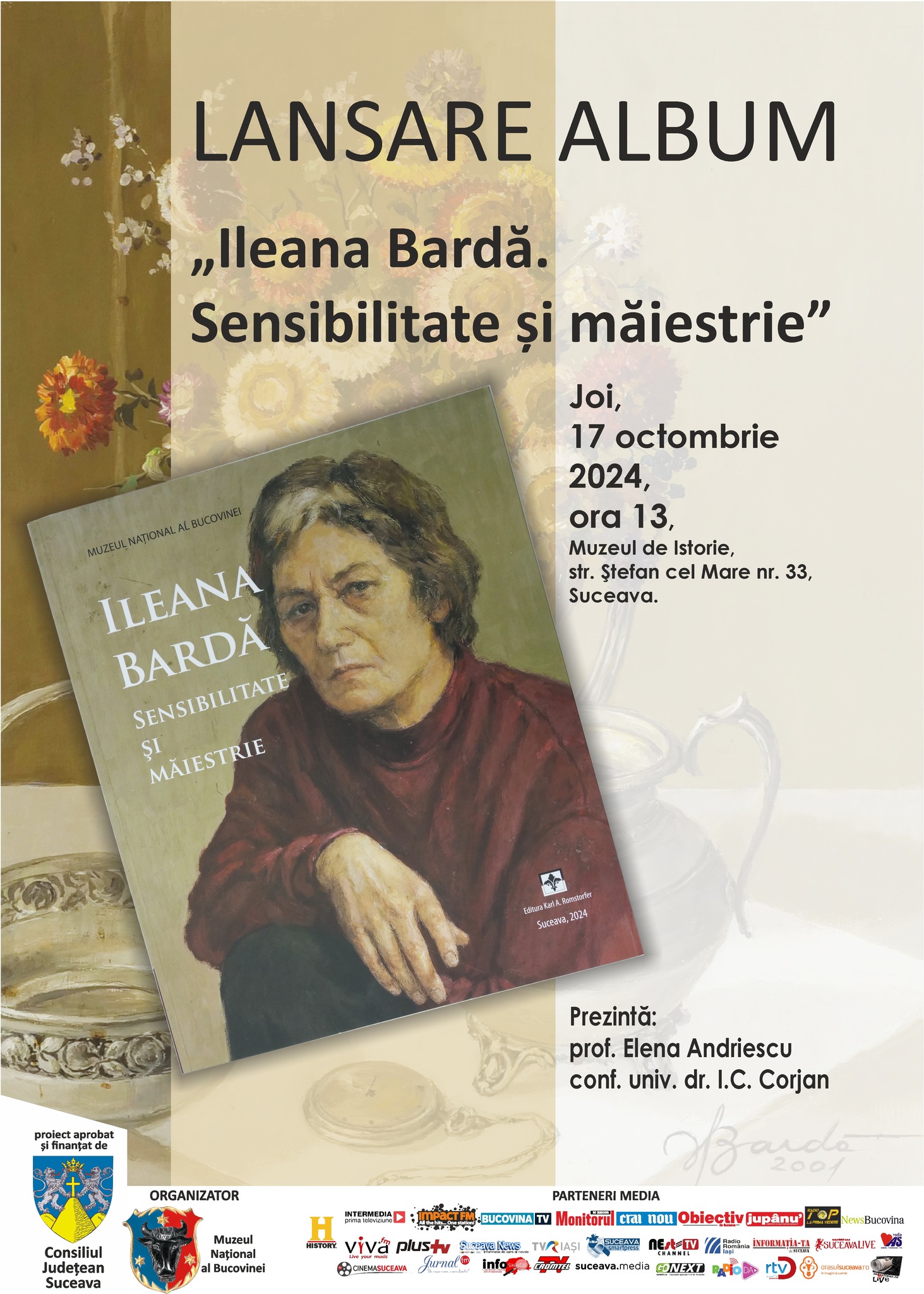 Lansarea albumului „Ileana Bardă. Sensibilitate și măiestrie” la Muzeul Național al Bucovinei.