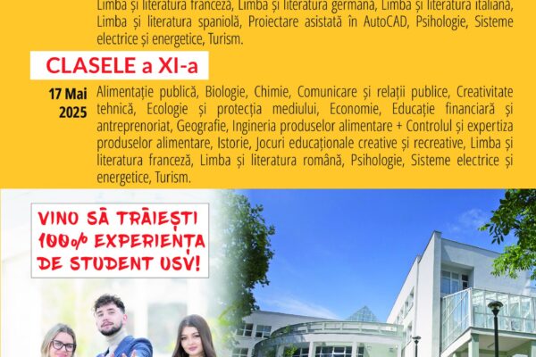 Universitatea „Ștefan cel Mare” Suceava Invită liceeni la Concursul „Student pentru o zi” Universitatea „Ștefan cel Mare” Suceava Invită liceeni la Concursul „Student pentru o Zi”