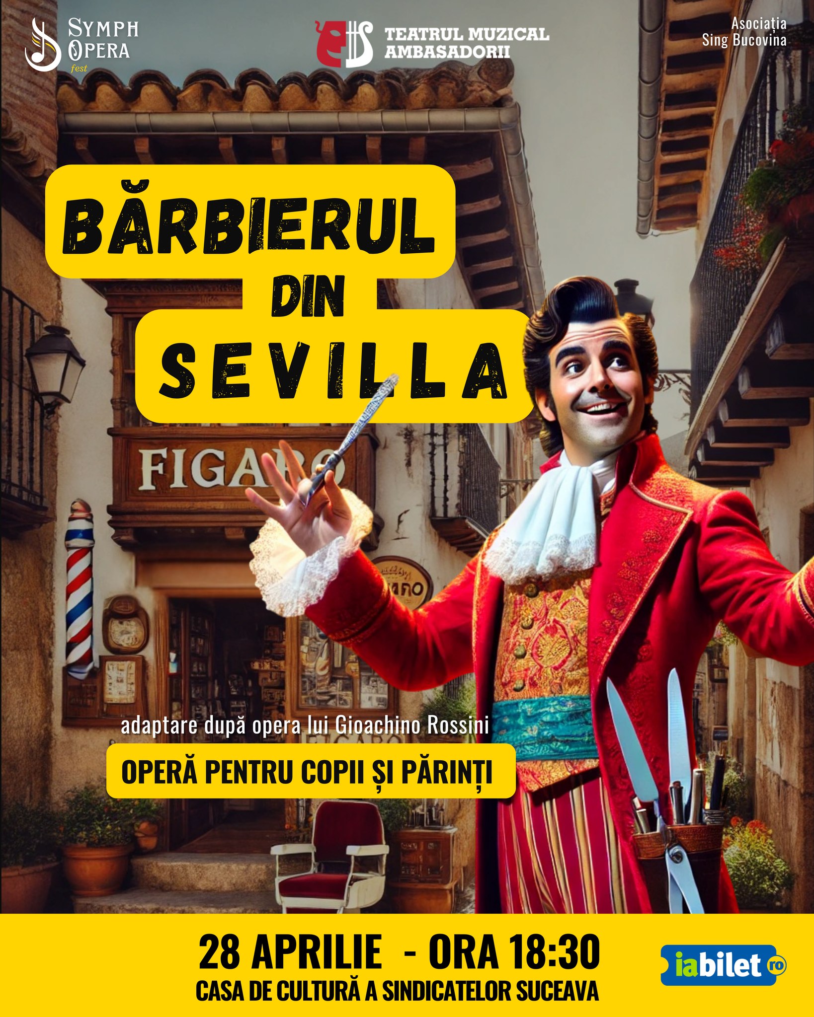 Opera lui Gioachino Rossini, „Bărbierul din Sevilla”, adusă pe scena suceveană într-o adaptare pentru toate vârstele